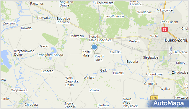 mapa Kostki Duże, Kostki Duże na mapie Targeo